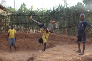 Rwandan kids showing us their talent 